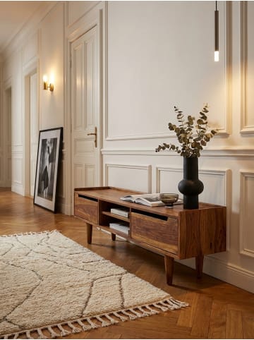 KADIMA DESIGN Massivholz-Lowboard für 60-Zoll TV, Sheesham, Stauraum, Schutzlack