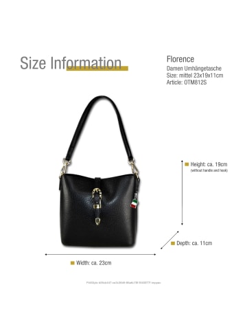Florence Leder Umhängetasche Florence Tasche schwarz ca. 23cm