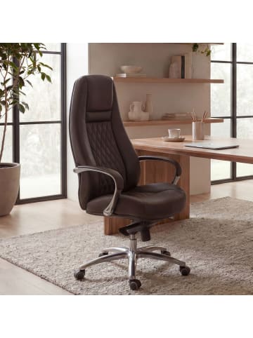 FineBuy Bürostuhl in Braun / Leder / 70x68x130