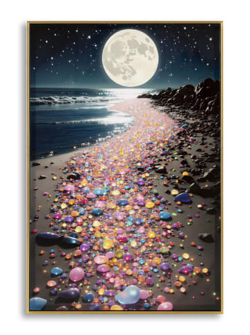 Mauro Ferretti Gemälde auf lackierter Leinwand mit Rahmen und Reliefs, 60 x 3,5 x 90 cm