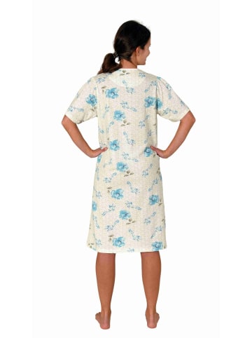 NORMANN Kurzarm Nachthemd Knopfleiste am Hals - 80119 in türkis