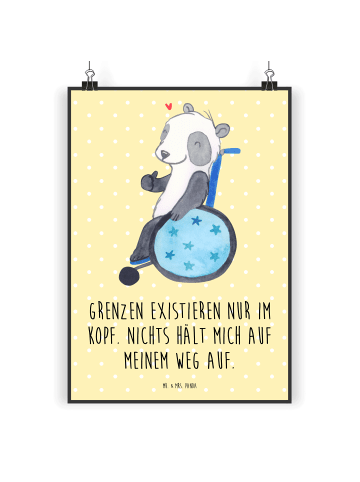 Mr. & Mrs. Panda wanddeko Panda Rollstuhl mit Spruch in Gelb Pastell