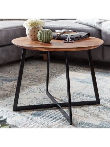 KADIMA DESIGN Couchtisch 60x60x45 cm Massivholz / Metall Sofatisch Rund
