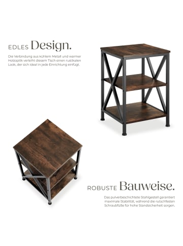 tectake Ablagetisch, 40,5 x 40,5 x 60,5 cm, ausgestattet mit 3 Ablagen