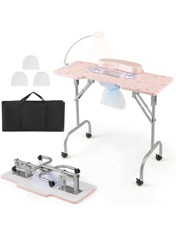 COSTWAY Maniküretisch klappbar in Rosa