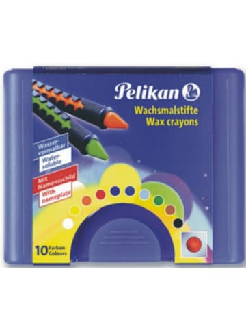 Pelikan Wachsmalstifte 655/10 mit Schiebehülse wasservermalbar 10 Farben