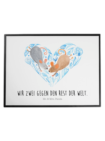 Mr. & Mrs. Panda Schreibtischunterlage Mäuse Herz mit Spruch in Weiß