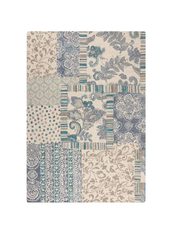 KADIMA DESIGN Wollteppich Patchwork, Wohnzimmer in Blau