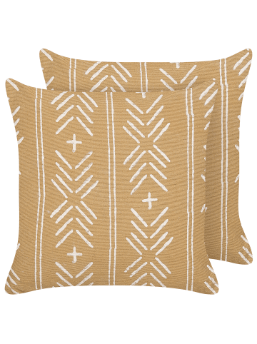 Beliani 2er-Set Dekokissen BANYAN in Beige/Weiß