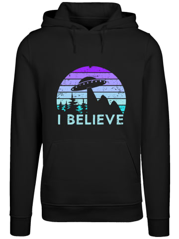 F4NT4STIC Hoodie I BELIEVE UFO Alien Raumschiff Retro in schwarz