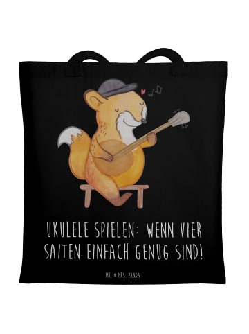 Mr. & Mrs. Panda Baumwolltasche Ukulele Freude mit Spruch in Schwarz