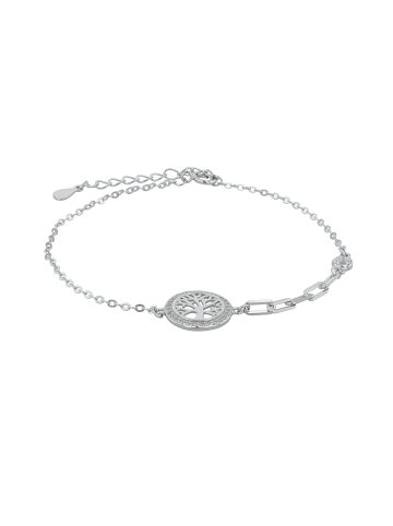 Adeliás Damen Armband Lebensbaum aus 925 Silber mit Zirkonia 17+3 cm in silber