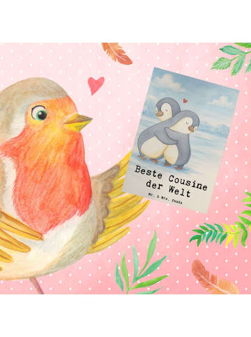 Mr. & Mrs. Panda Grußkarte Pinguin Beste Cousine der Welt Design... in Weiß