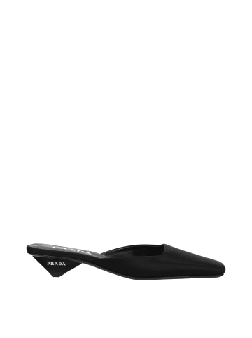 PRADA Schwarz Satin Flach Sandalen