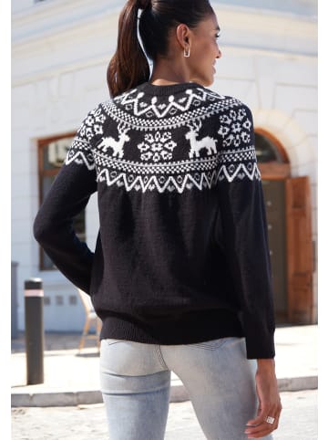 LASCANA Norwegerpullover in schwarz
