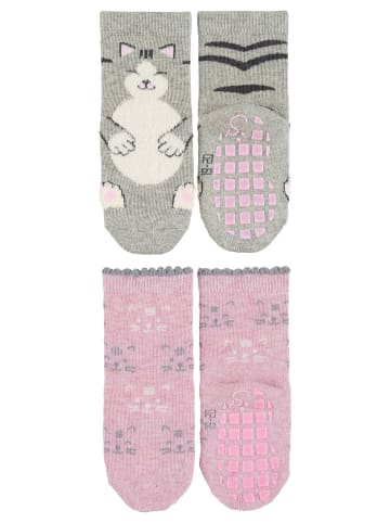 Sterntaler ABS Socken 2er-Pack Katze in hellgrau mel.