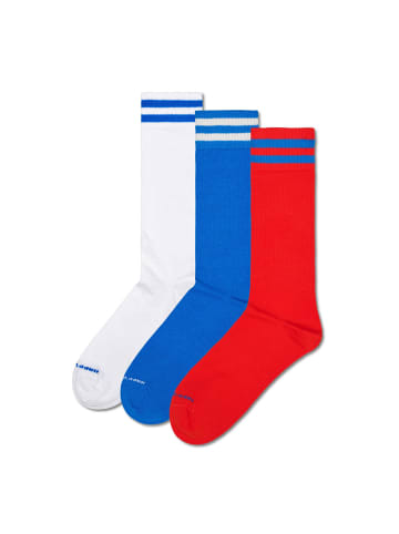 Happy Socks Socken 3er Pack in Weiß/Blau/Rot