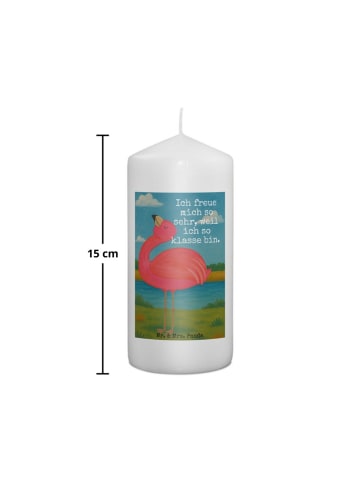 Mr. & Mrs. Panda Kerze Flamingo Stolz Design mit Spruch in Weiß