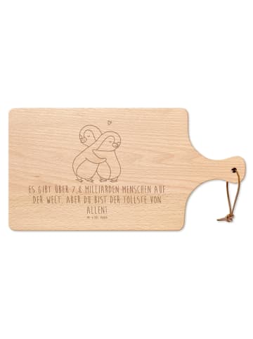 Mr. & Mrs. Panda Holzbrett Pinguine Kuscheln mit Spruch in Transparent
