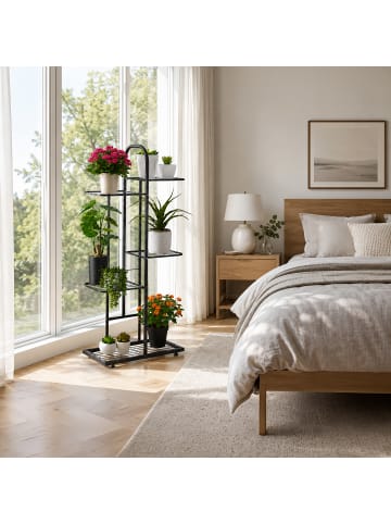 relaxdays Pflanzenständer in Schwarz - (B)45 x (H)96 x (T)22 cm