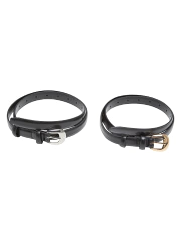 Urban Classics Urban Classics Chunky Buckle Slim Belt 2-Pack in black/silver+black/gold