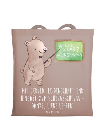 Mr. & Mrs. Panda Beutel Danke Lehrer mit Spruch in Braun Pastell