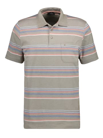 Ragman gestreiftes Softknit-Polo in Kitt