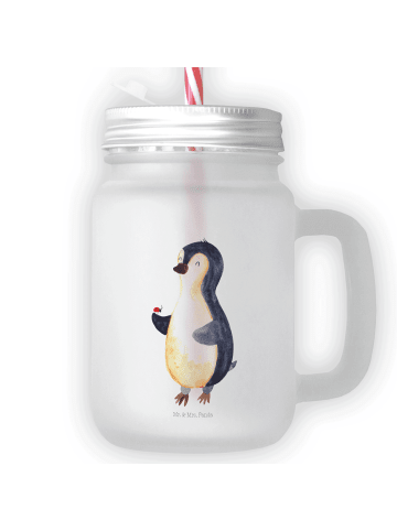 Mr. & Mrs. Panda Trinkglas Mason Jar Pinguin Marienkäfer ohne Sp... in Transparent