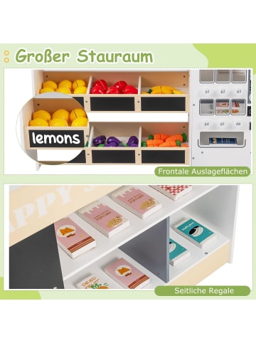 COSTWAY Kinder Kaufladen mit Einkaufswagen ab 3 Jahren in Hellbraun