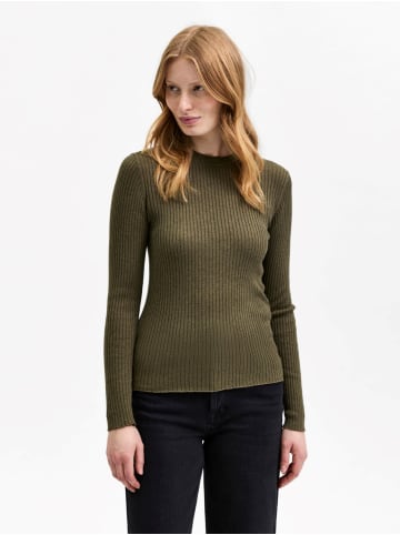 SELECTED FEMME Basic Strickpullover Langarm Stretch Sweater SLFLYDIA in Khaki