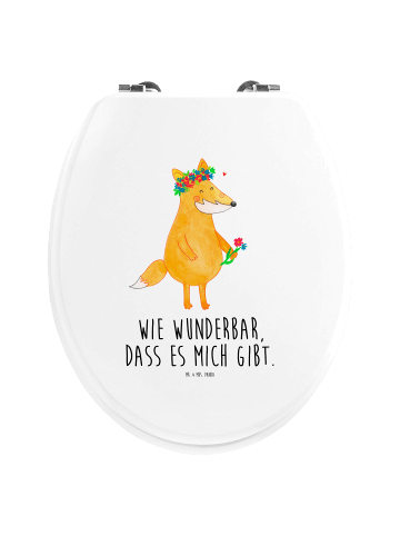 Mr. & Mrs. Panda Motiv WC Sitz Fuchs Blumen mit Spruch in Weiß