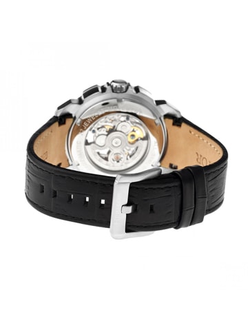 Heritor Conrad Skelett-Uhr mit Lederarmband in Silver