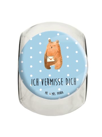 Mr. & Mrs. Panda Bonbonglas Bär Vermissen mit Spruch in Blau Pastell