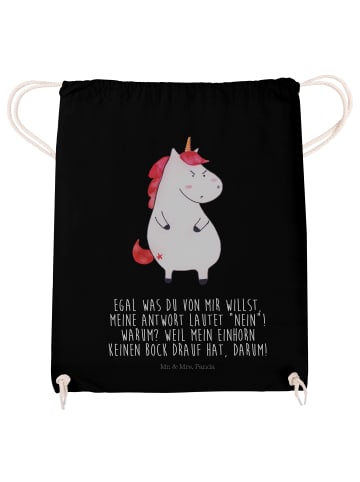 Mr. & Mrs. Panda baumwoll rucksack Einhorn Wut mit Spruch in Schwarz