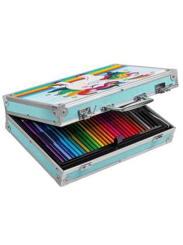 Wisam® 145-teiliger Kunstkoffer für Kinder mit Zeichen- und Malutensilien Blau