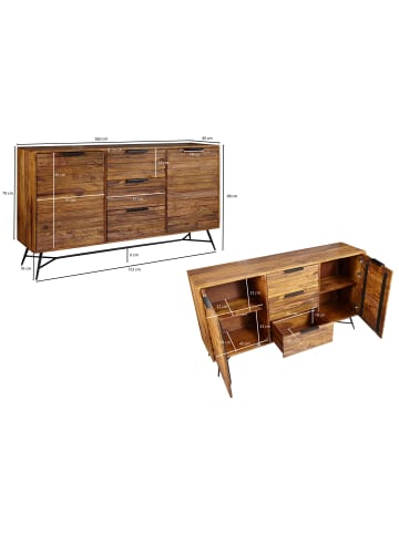KADIMA DESIGN Design Sideboard NISHAN 160 x 40 x 88 cm Massiv Holz,