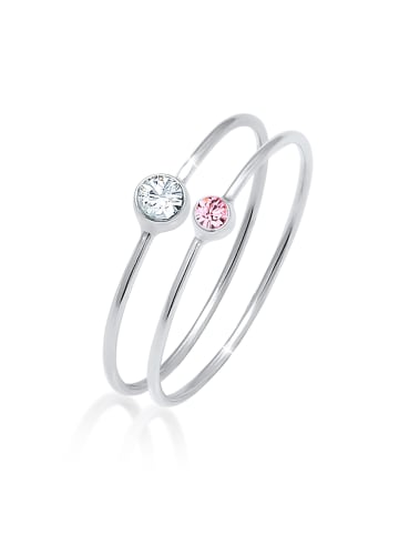 Elli Ring 925 Sterling Silber Ring Set in Rosa