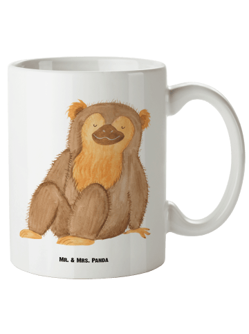 Mr. & Mrs. Panda Großer Kaffeepott Affe ohne Spruch in Weiß