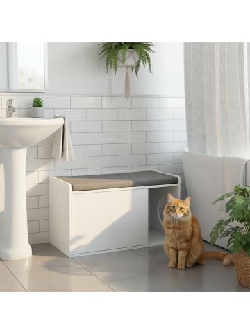 relaxdays Katzenschrank in Weiß/ Grau - (B)75 x (H)45,5 x (T)43 cm