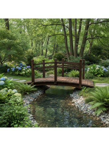 relaxdays Gartenbrücke in Braun - (B)171,5 x (H)58 x (T)75 cm
