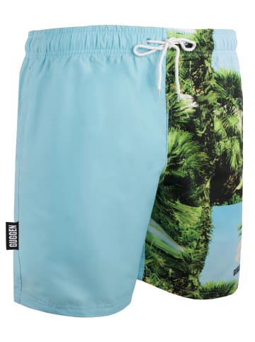 GUGGEN MOUNTAIN Badehose Herren Badeshorts Schnelltrocknend Palmen in Türkis