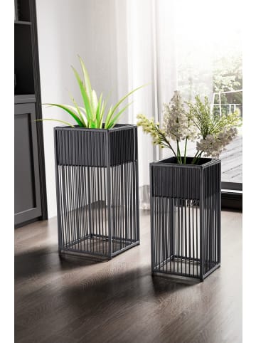 FineBuy Blumentopf in Schwarz / Metall / 25x25x50