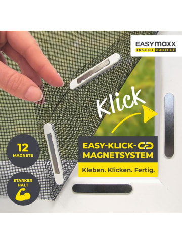 EASYmaxx Moskitonetz 4er-Set 150x130cm schwarz 12 Magnetbefestigung für Fenster Schwarz