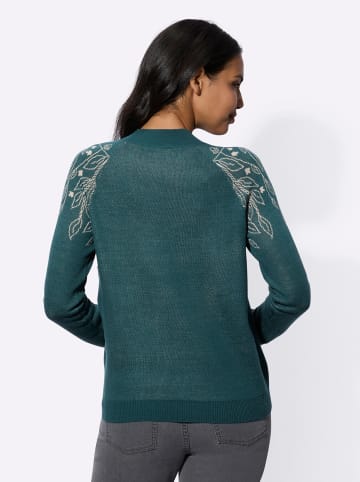 Sieh an! Stehkragenpullover in petrol-sand