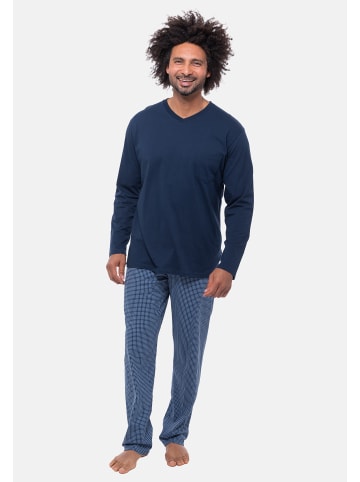 Ammann Schlafanzug Night & Home Cotton in Blau