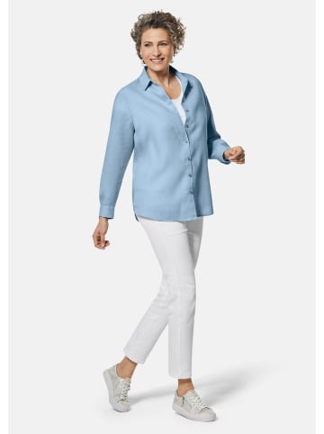 GOLDNER Leinenbluse Bequeme Damen Businessbluse in regattablau / melange