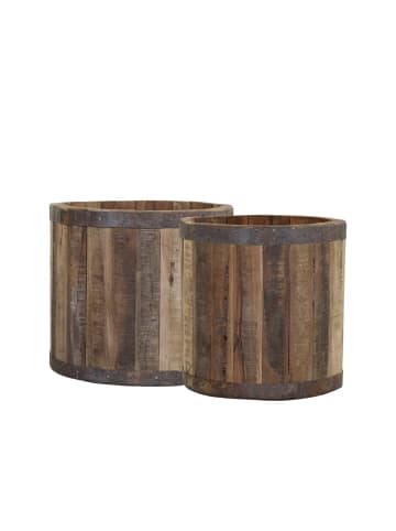 Chic Antique Grimaud Blumentopf Holz 2er Set in natur