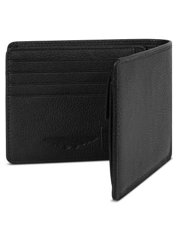 Police Geldbörse RFID Leder 12 cm ausklappbar mit Reißverschlussfach black