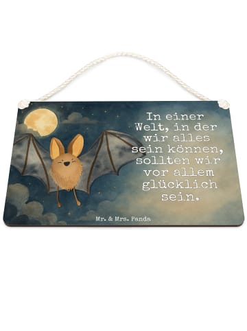 Mr. & Mrs. Panda Schild Fledermaus Flügel Design mit Spruch in Weiß