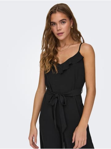 ONLY Jumpsuit Gürtel Taille Rüschen Schmale Träger in Schwarz-3